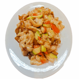 115. Пилешко със зеленчуци в сладко-кисел, лют, солен сос (700г)