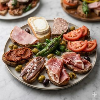 2 Rebanadas Serrano Con Tomate Y Rulo De Cabra