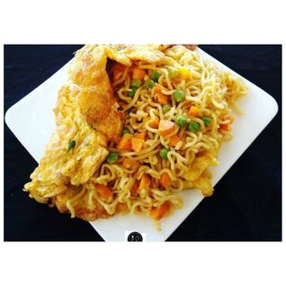 Noodles And Fried Eggs