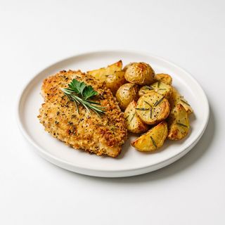 Cotoletta di pollo e patate