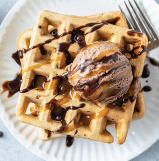 Waffle with ice cream