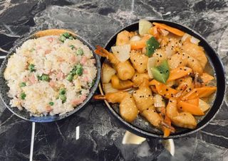 Arroz e Gambas Agridoce