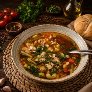 Ciorbă cu pui si legume