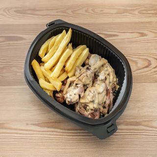 Puntas de solomillo en salsa de champiñones