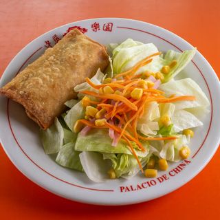 7. Ensalada con rollo primavera