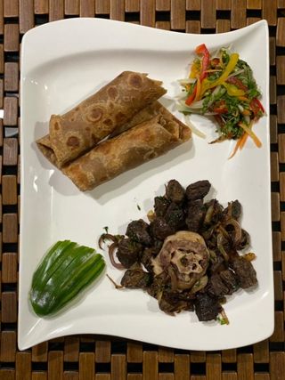 Goat Dry Fry with Chapati Brown