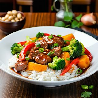 Wieprzowina z grzybami i warzywami