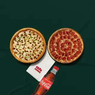2 Pizzas Doubles + Soda 1 L