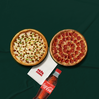2 Pizzas Doubles + Soda 1 L