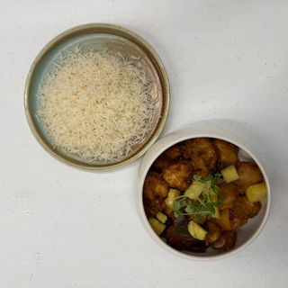 Frango Agridoce e Arroz Frito