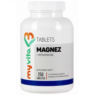 Magnez Cytrynian Magnezu 450mg + Witamina B6 250 tabletek MyVita