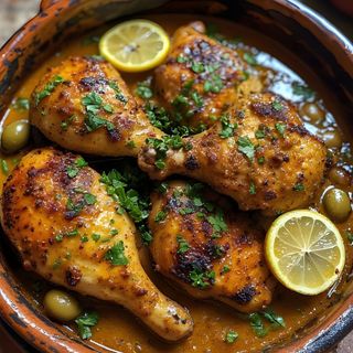 Tajine de poulet citron confit & olives