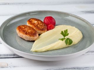 Котлети з лосося з картопляним пюре (130/150/50g)