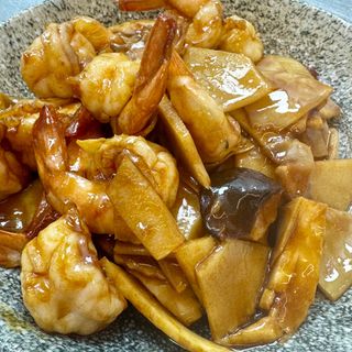 Gambas Con Bambú Y Setas