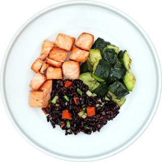 Salmone al naturale con riso nero e zucchine trifolate | 300 g