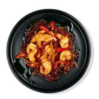 Локшина рисова з креветками