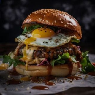 Великий Бургер зі свининою та яйцем