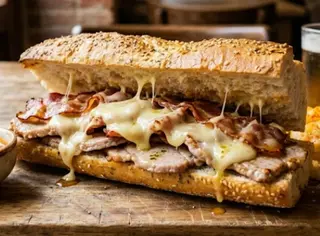 Bocadillo De Lomo Con Bacon Y Queso