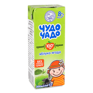 Сік «Чудо-Чадо» яблуко-ягода прямий віджим (200мл)