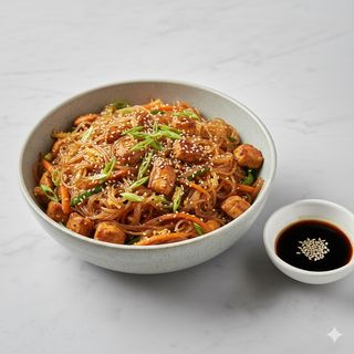 Spaghetti di soia con pollo