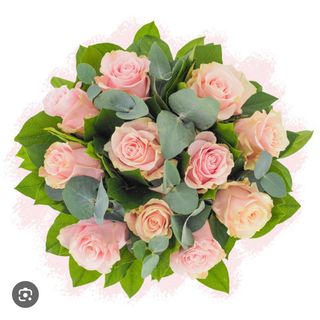 BUCHET 11 TRANDAFIRI ROZ SI EUCALIPT