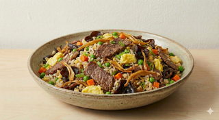 Riso con manzo fresco