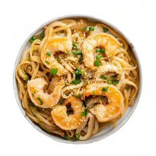 Tallarines Chinos Con Gambas