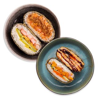 Суші-бургер з креветками + Суші-бургер з крабом