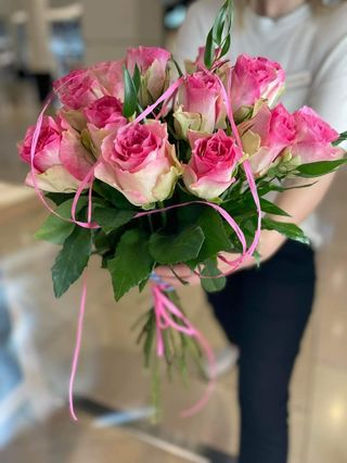 15szt - róża różowa, średnia