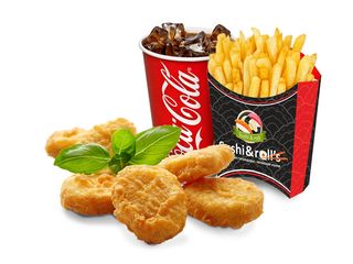 Куриные наггетсы (6 шт.) + фри + напиток на выбор + маленькая игрушка