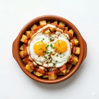 Patatas Bravas Más Huevos (Bandeja)