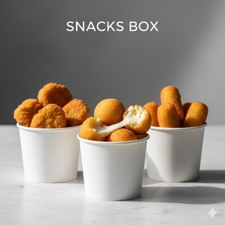 Snacks box = 5 nuggets + 5 cheese balls + 5 crocchette