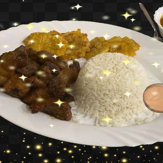 Fritada + arroz + menestra