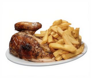 1/2 Pollo asado muy jugoso y tierno servido