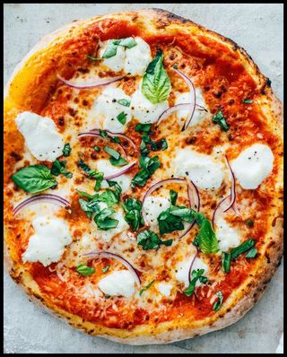 Marinated Kabarole Goat Cheese Pizza	