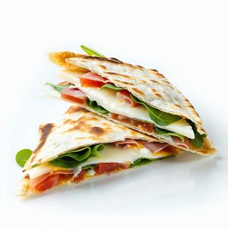 Piadina stracchino, rucola, pomodoro e prosciutto crudo