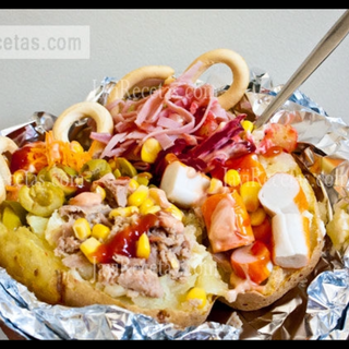 Patata Asada Con Carne De Pollo
