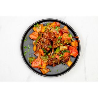 Goat's Meat With Chips/Wedges & Salad