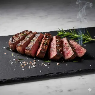 Tagliata di manzo alla griglia profumata al rosmarino e sale