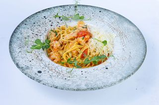 Спагети с тигрови скариди