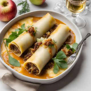 CANELONES XL DE PATO CON MANZANA CONFITADA
