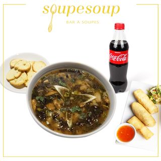 Menu Coca " Une Soupe + Cigares au Fromage + Boisson 25 cl OFFERTE " 