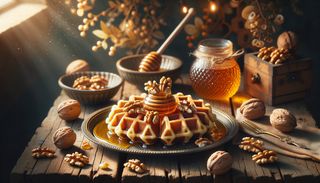 Waffles cu miere și nucă