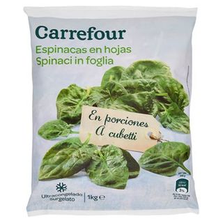 Espinacas Hojas en Porciones Carrefour 1 Kg.