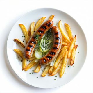 Salsiccia alla brace e patatine