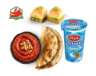 Zestaw Muhammara z Pitą + Baklawa (2 szt.) + Ayran