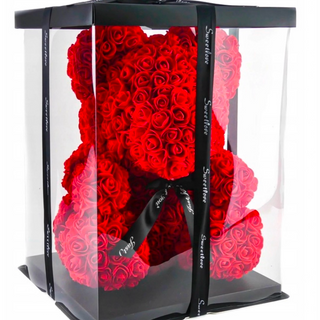 Miś z różyczek czerwony XXL 