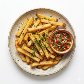 Fritas con salsa criolla