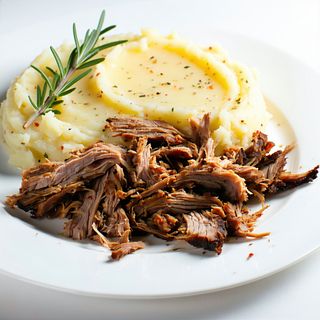 Бавно печено дърпано свинско с мачкан картоф