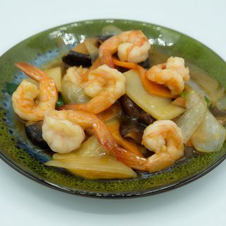 Gambas Con Bambú Y Setas